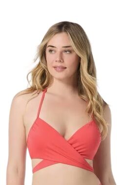 NWT Coco Reef Excite Wrap Underwire Bikini Top Tangelo Orange 38D